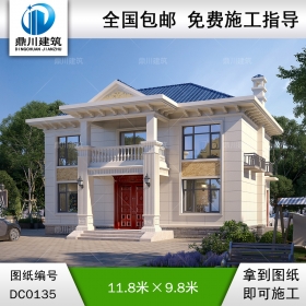 新農(nóng)村二層帶陽臺小別墅效果圖及施工圖紙_鄉(xiāng)村自建房設(shè)計(jì),鼎川建筑