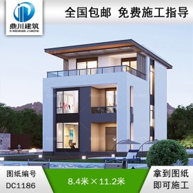 現(xiàn)代三層平屋頂別墅施工圖紙及效果圖_新農(nóng)村自建別墅設(shè)計,鼎川建筑