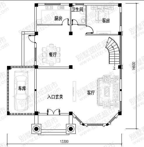 挑空客廳+旋轉樓梯，13×14三層優雅大氣歐式別墅